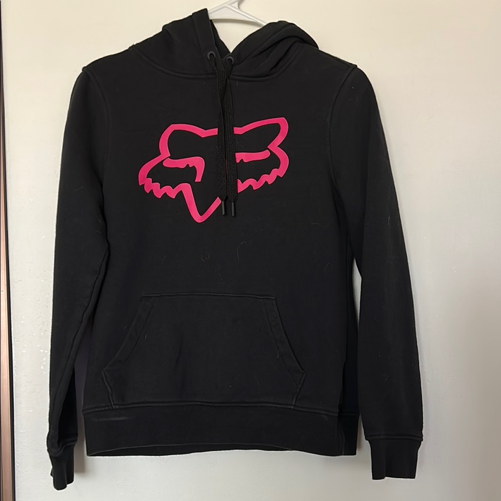 Black Hoodie with Pink Fox Logo